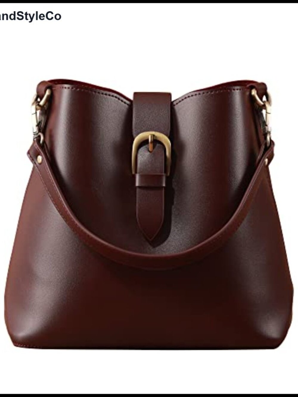 Faux Leather Bucket Bag Vegan Leather Hobo Shoulder Handbag